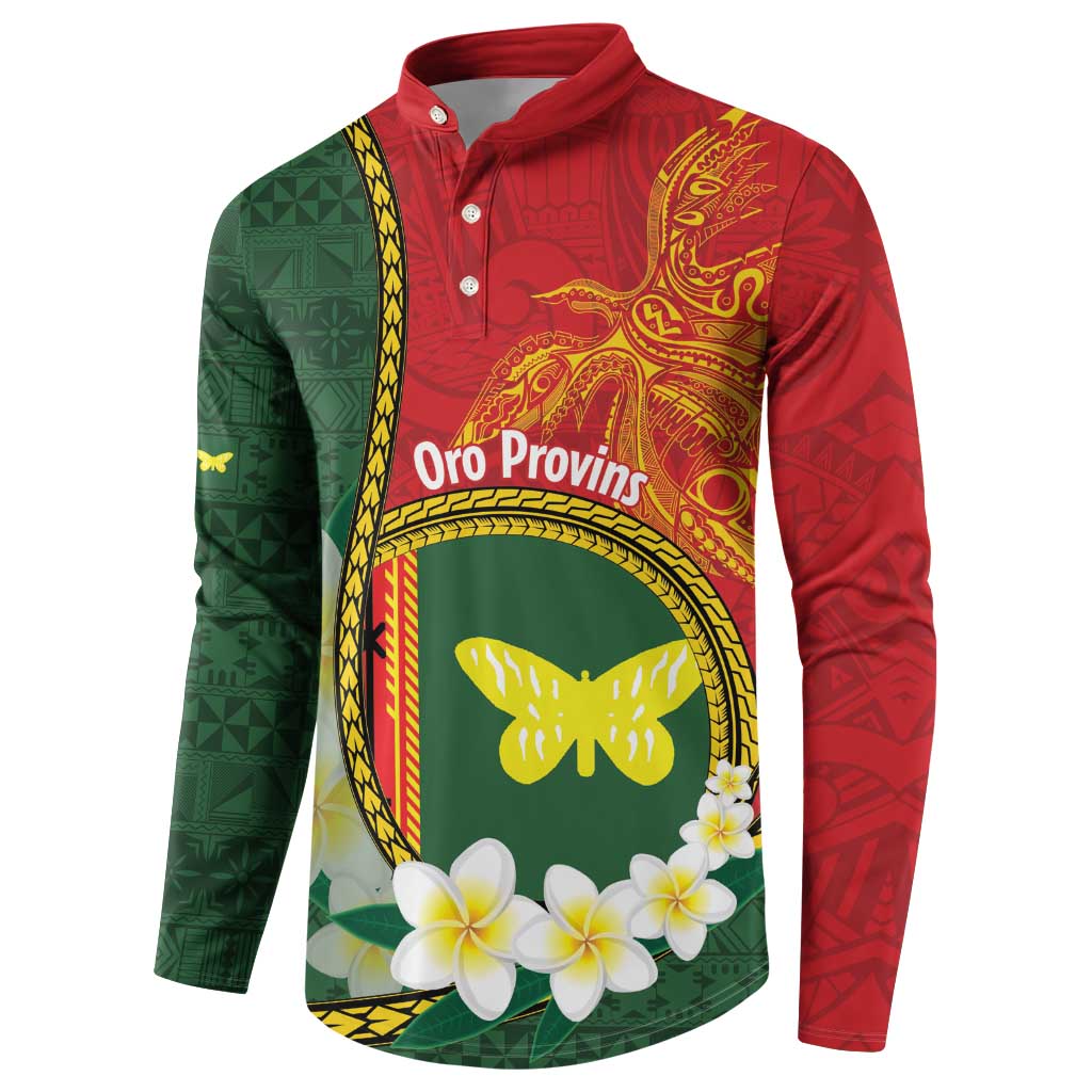 Personalised PNG Oro Provins Button Sweatshirt Papua New Guinea Plumeria Melanesian Pattern LT14 - Polynesian Pride