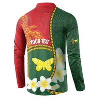 Personalised PNG Oro Provins Button Sweatshirt Papua New Guinea Plumeria Melanesian Pattern LT14 - Polynesian Pride