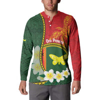 Personalised PNG Oro Provins Button Sweatshirt Papua New Guinea Plumeria Melanesian Pattern LT14 - Polynesian Pride