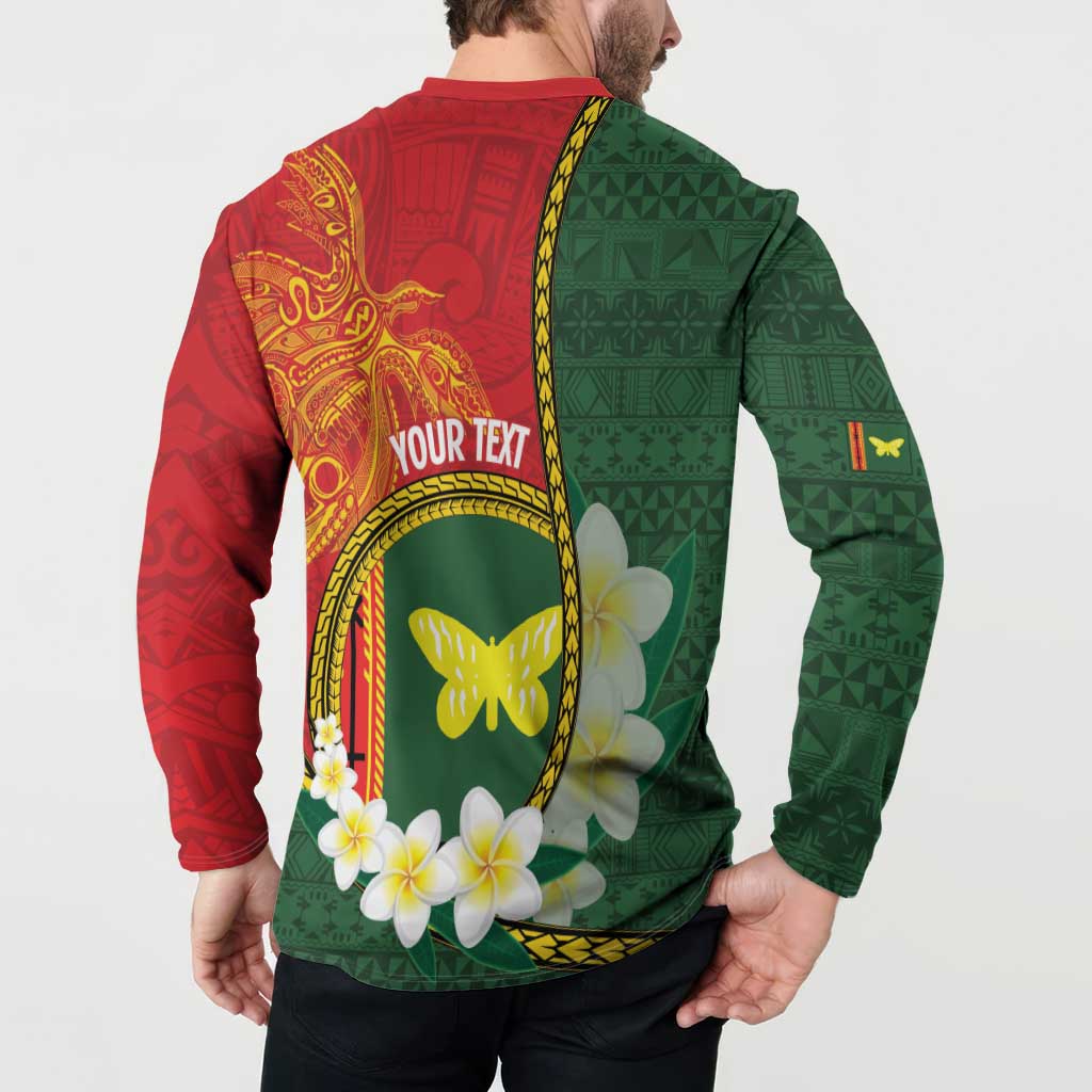 Personalised PNG Oro Provins Button Sweatshirt Papua New Guinea Plumeria Melanesian Pattern LT14 - Polynesian Pride