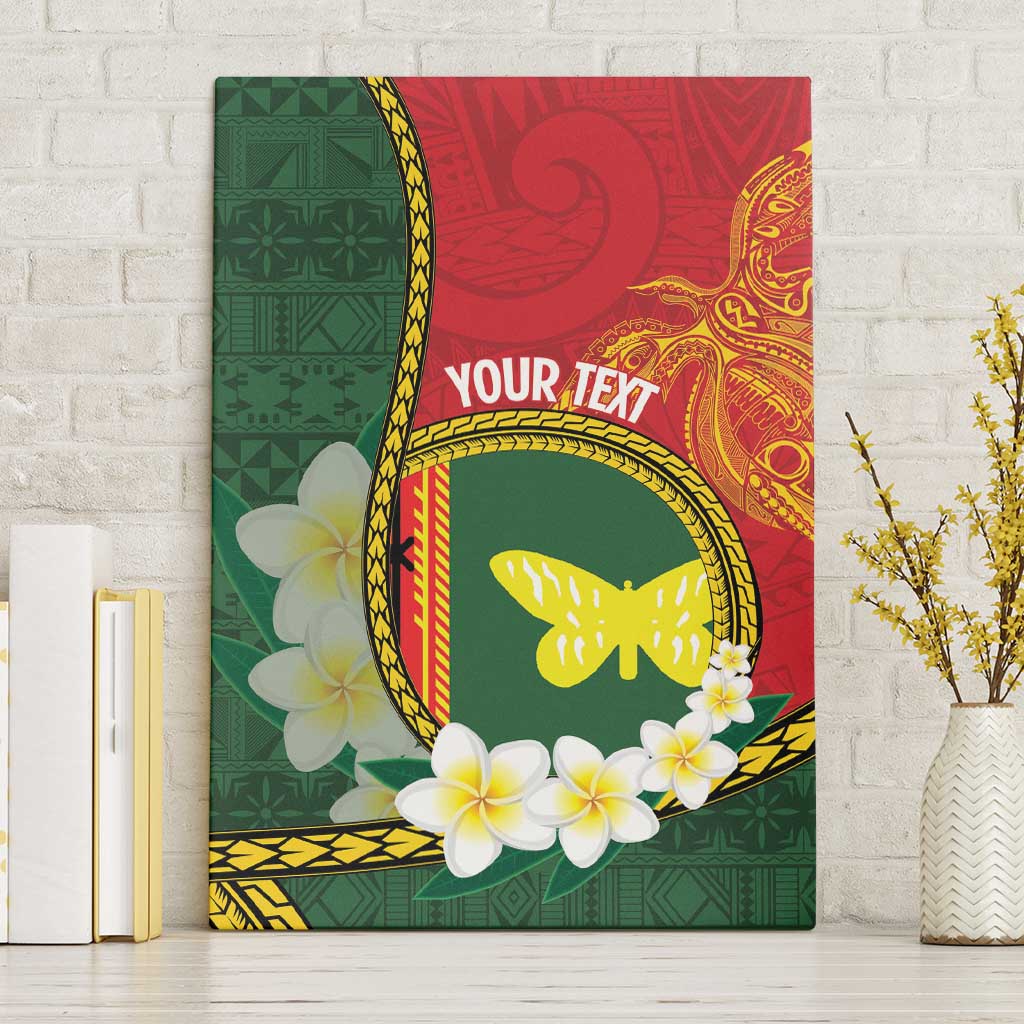 Personalised PNG Oro Provins Canvas Wall Art Papua New Guinea Plumeria Melanesian Pattern LT14 Without Frame Green - Polynesian Pride