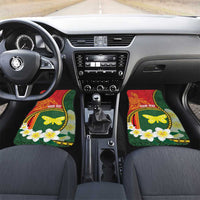 Personalised PNG Oro Provins Car Mats Papua New Guinea Plumeria Melanesian Pattern LT14 Set 2pcs - Front Green - Polynesian Pride