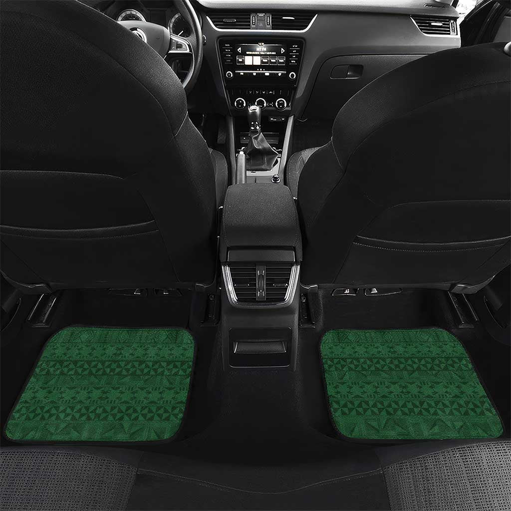 Personalised PNG Oro Provins Car Mats Papua New Guinea Plumeria Melanesian Pattern LT14 Set 2pcs - Back Green - Polynesian Pride