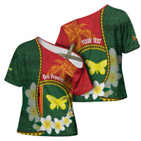 Personalised PNG Oro Provins Cross Shoulder Shirt Papua New Guinea Plumeria Melanesian Pattern LT14 - Polynesian Pride