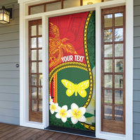 Personalised PNG Oro Provins Door Cover Papua New Guinea Plumeria Melanesian Pattern - Polynesian Pride