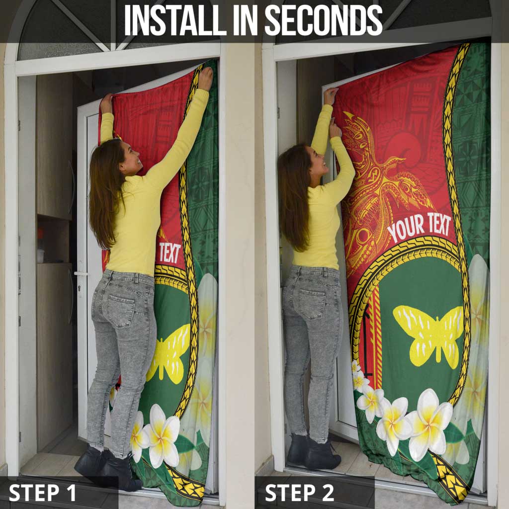 Personalised PNG Oro Provins Door Cover Papua New Guinea Plumeria Melanesian Pattern - Polynesian Pride