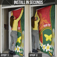 Personalised PNG Oro Provins Door Cover Papua New Guinea Plumeria Melanesian Pattern - Polynesian Pride