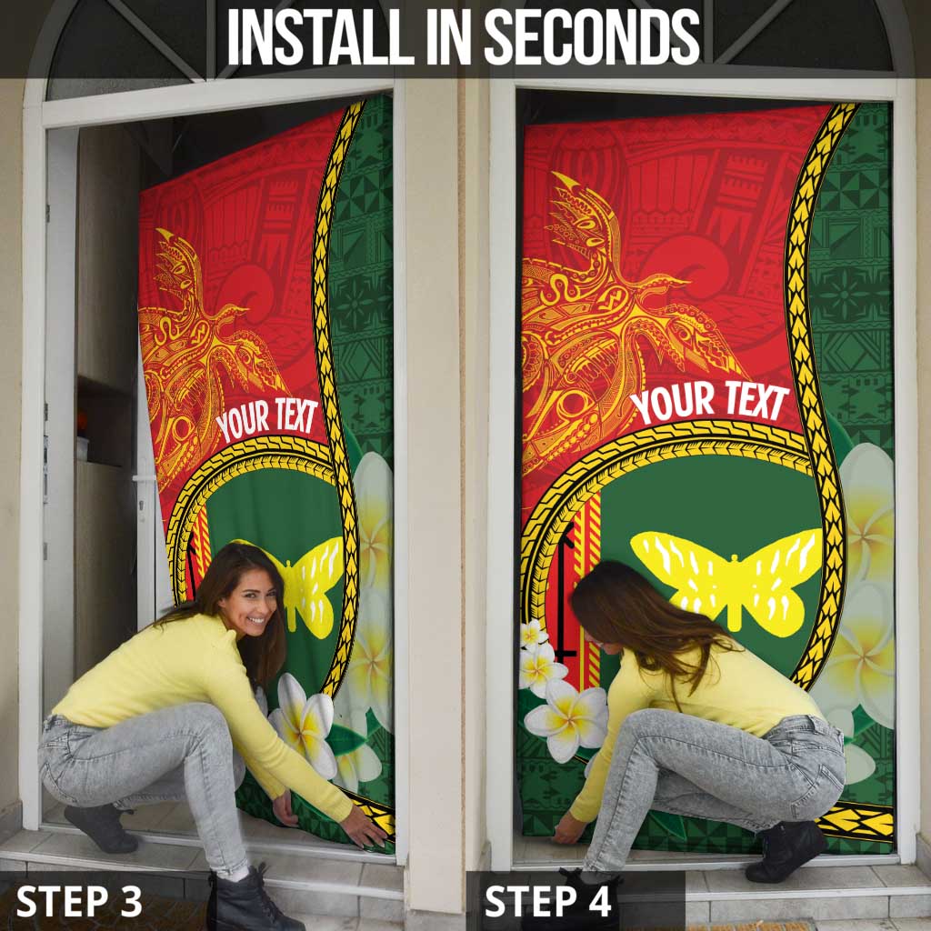 Personalised PNG Oro Provins Door Cover Papua New Guinea Plumeria Melanesian Pattern - Polynesian Pride