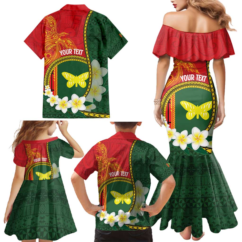 Personalised PNG Oro Provins Family Matching Mermaid Dress and Hawaiian Shirt Papua New Guinea Plumeria Melanesian Pattern - Polynesian Pride