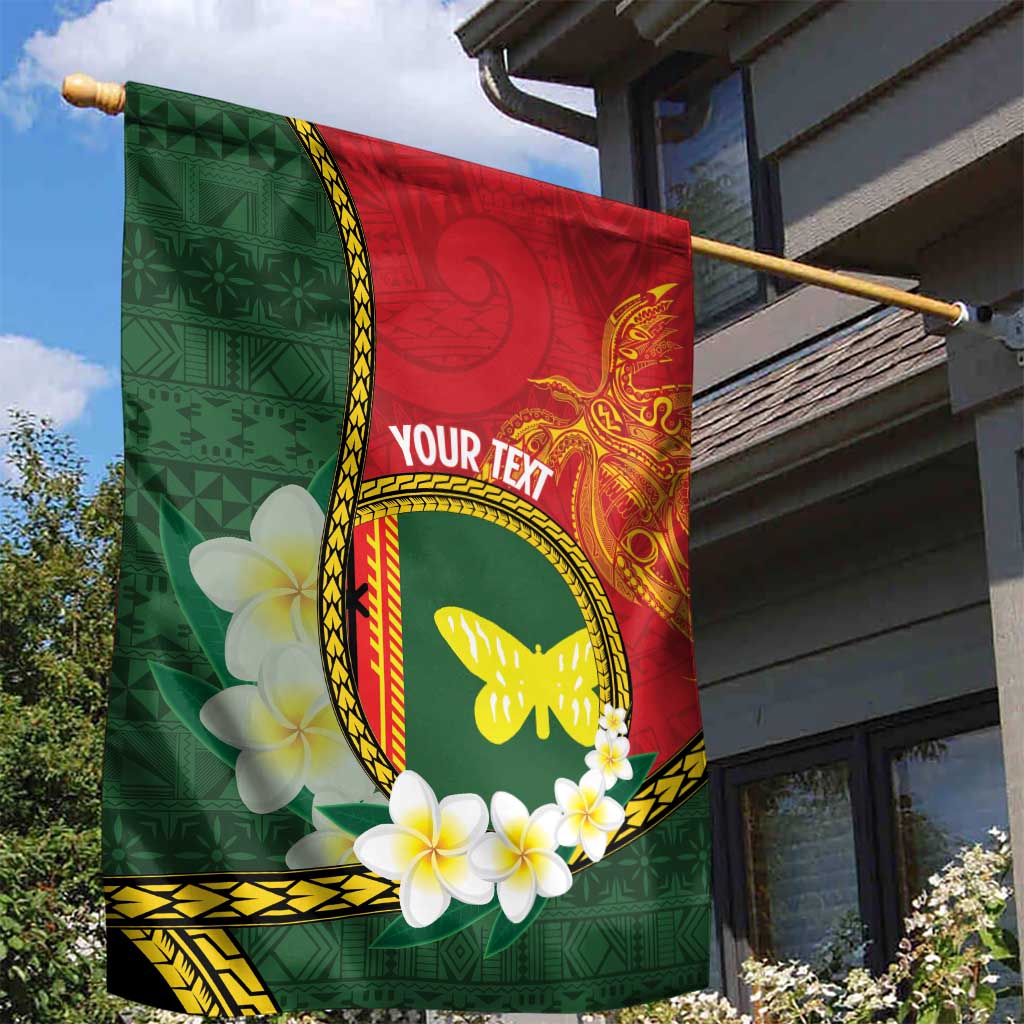 Personalised PNG Oro Provins Garden Flag Papua New Guinea Plumeria Melanesian Pattern - Polynesian Pride