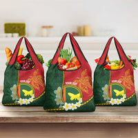 Personalised PNG Oro Provins Grocery Bag Papua New Guinea Plumeria Melanesian Pattern LT14 3-pack One Size Green - Polynesian Pride