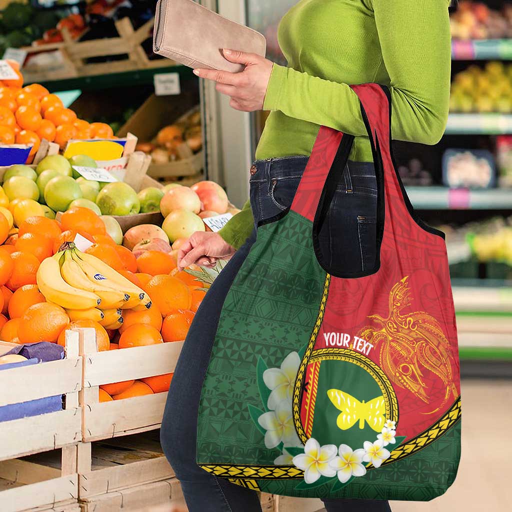 Personalised PNG Oro Provins Grocery Bag Papua New Guinea Plumeria Melanesian Pattern LT14 - Polynesian Pride