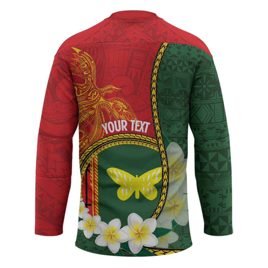 Personalised PNG Oro Provins Hockey Jersey Papua New Guinea Plumeria Melanesian Pattern - Polynesian Pride