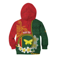 Personalised PNG Oro Provins Kid Hoodie Papua New Guinea Plumeria Melanesian Pattern - Polynesian Pride