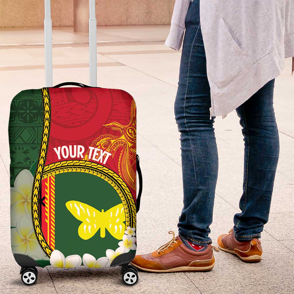 Personalised PNG Oro Provins Luggage Cover Papua New Guinea Plumeria Melanesian Pattern LT14 Green - Polynesian Pride