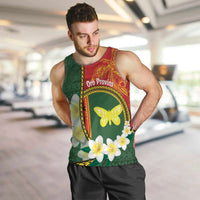 Personalised PNG Oro Provins Men Tank Top Papua New Guinea Plumeria Melanesian Pattern LT14 Green - Polynesian Pride