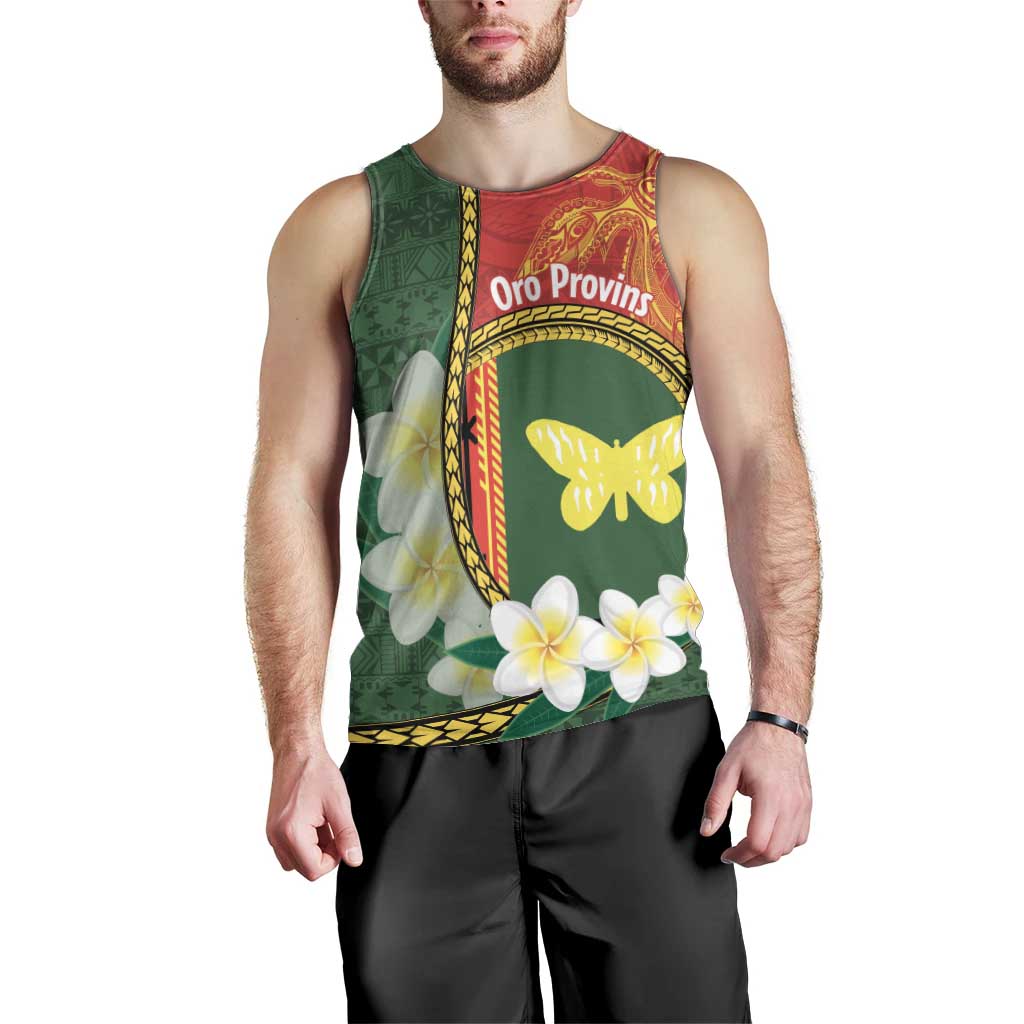 Personalised PNG Oro Provins Men Tank Top Papua New Guinea Plumeria Melanesian Pattern LT14 - Polynesian Pride