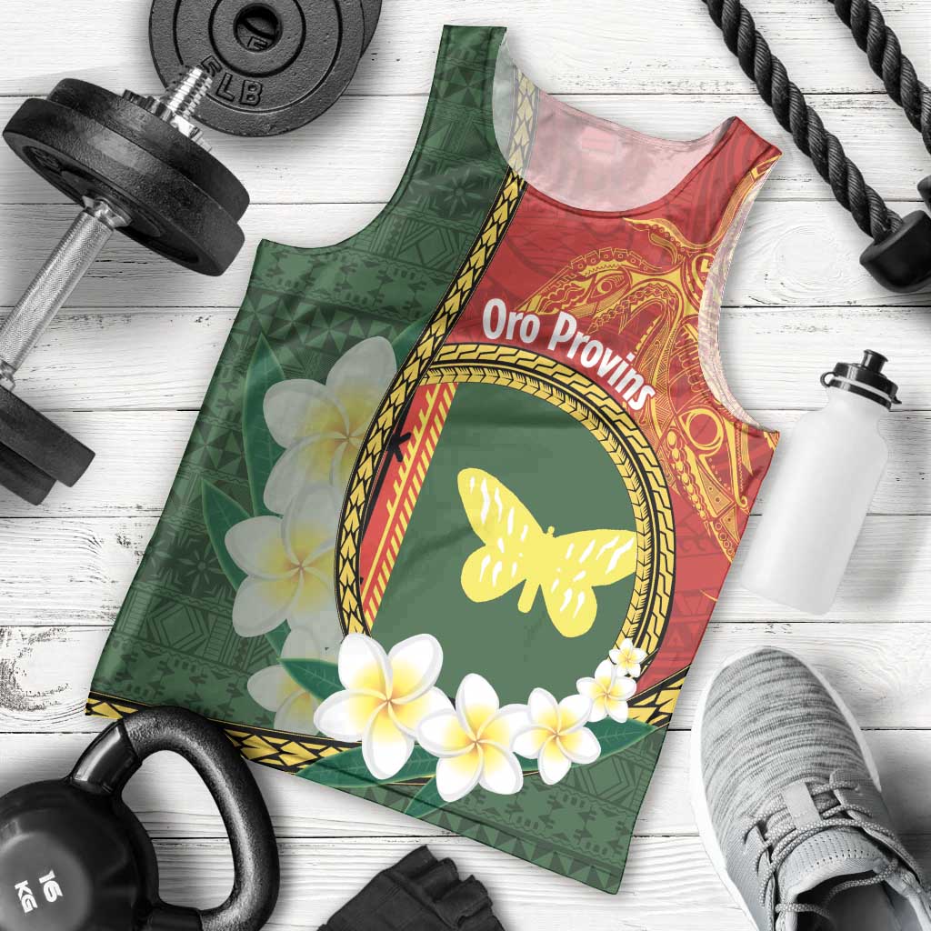 Personalised PNG Oro Provins Men Tank Top Papua New Guinea Plumeria Melanesian Pattern LT14 - Polynesian Pride