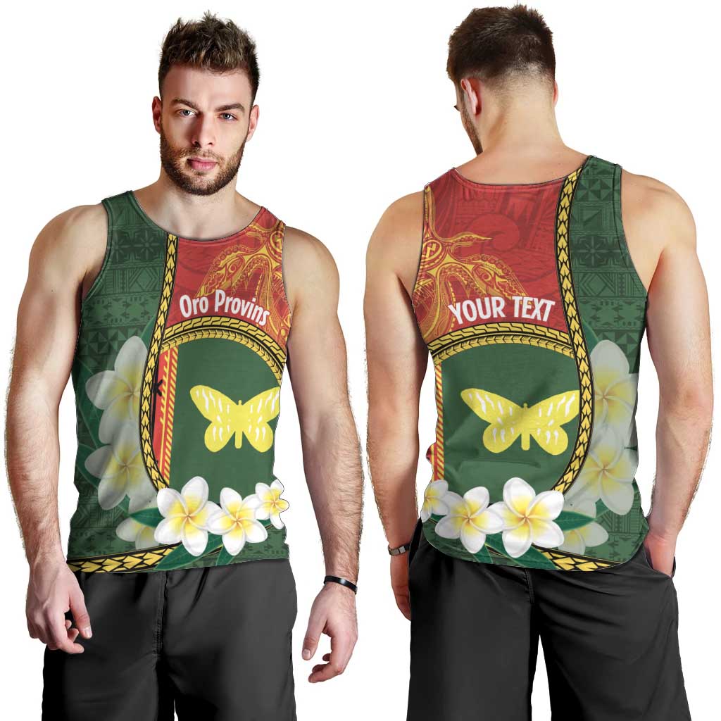Personalised PNG Oro Provins Men Tank Top Papua New Guinea Plumeria Melanesian Pattern LT14 - Polynesian Pride