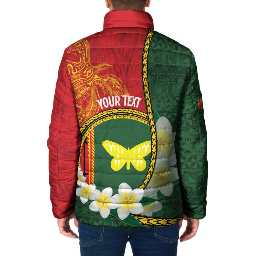 Personalised PNG Oro Provins Padded Jacket Papua New Guinea Plumeria Melanesian Pattern LT14 - Polynesian Pride