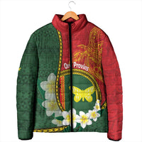 Personalised PNG Oro Provins Padded Jacket Papua New Guinea Plumeria Melanesian Pattern LT14 - Polynesian Pride