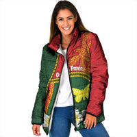 Personalised PNG Oro Provins Padded Jacket Papua New Guinea Plumeria Melanesian Pattern LT14 - Polynesian Pride