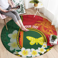 Personalised PNG Oro Provins Round Carpet Papua New Guinea Plumeria Melanesian Pattern - Polynesian Pride