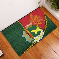 Personalised PNG Oro Provins Rubber Doormat Papua New Guinea Plumeria Melanesian Pattern LT14 - Polynesian Pride