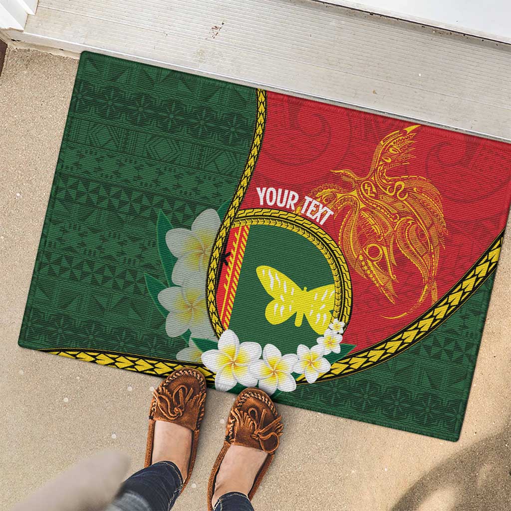 Personalised PNG Oro Provins Rubber Doormat Papua New Guinea Plumeria Melanesian Pattern LT14 - Polynesian Pride