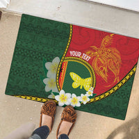 Personalised PNG Oro Provins Rubber Doormat Papua New Guinea Plumeria Melanesian Pattern LT14 - Polynesian Pride