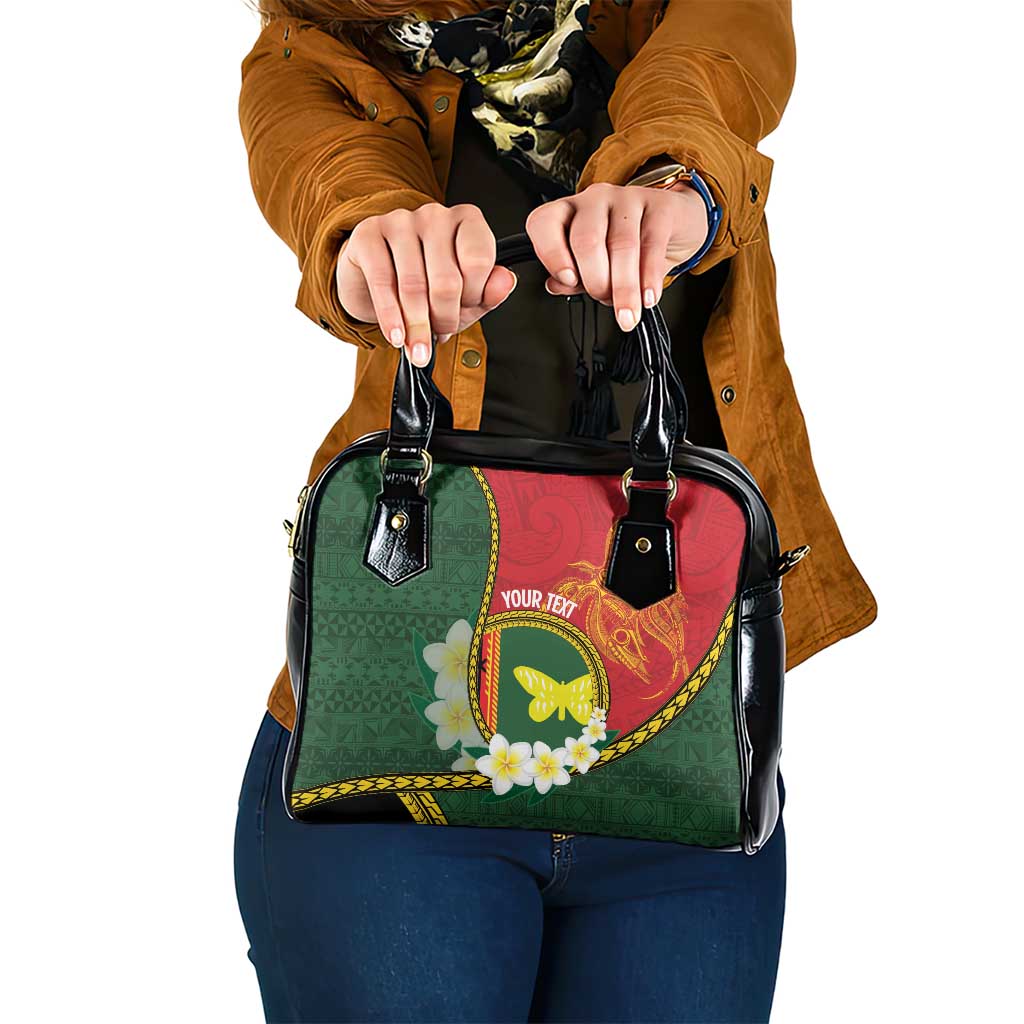Personalised PNG Oro Provins Shoulder Handbag Papua New Guinea Plumeria Melanesian Pattern - Polynesian Pride
