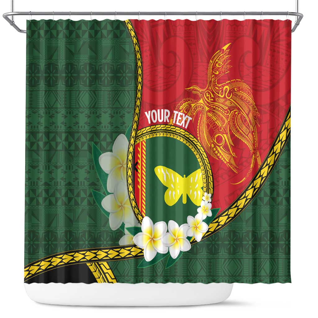 Personalised PNG Oro Provins Shower Curtain Papua New Guinea Plumeria Melanesian Pattern - Polynesian Pride