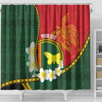 Personalised PNG Oro Provins Shower Curtain Papua New Guinea Plumeria Melanesian Pattern - Polynesian Pride