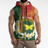 Personalised PNG Oro Provins Sleeveless Zip Hoodie Papua New Guinea Plumeria Melanesian Pattern - Polynesian Pride