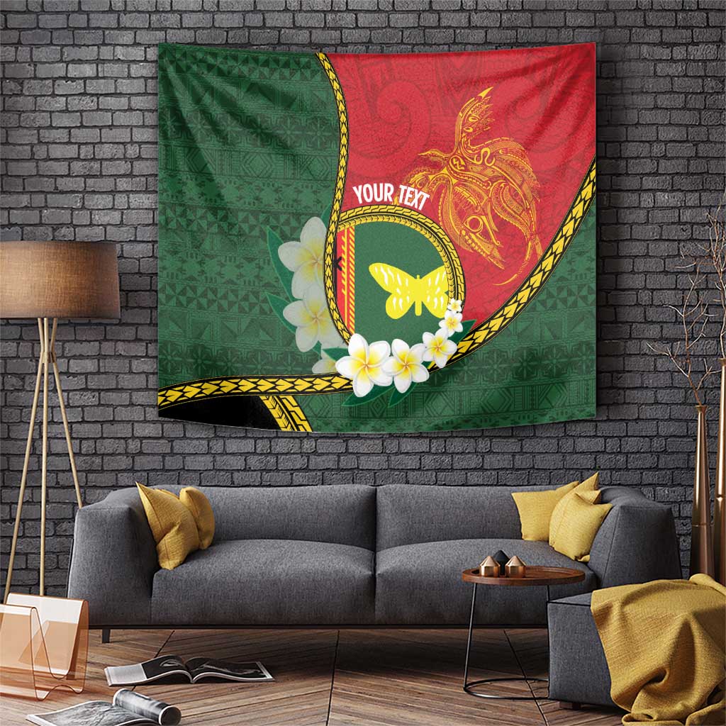 Personalised PNG Oro Provins Tapestry Papua New Guinea Plumeria Melanesian Pattern - Polynesian Pride