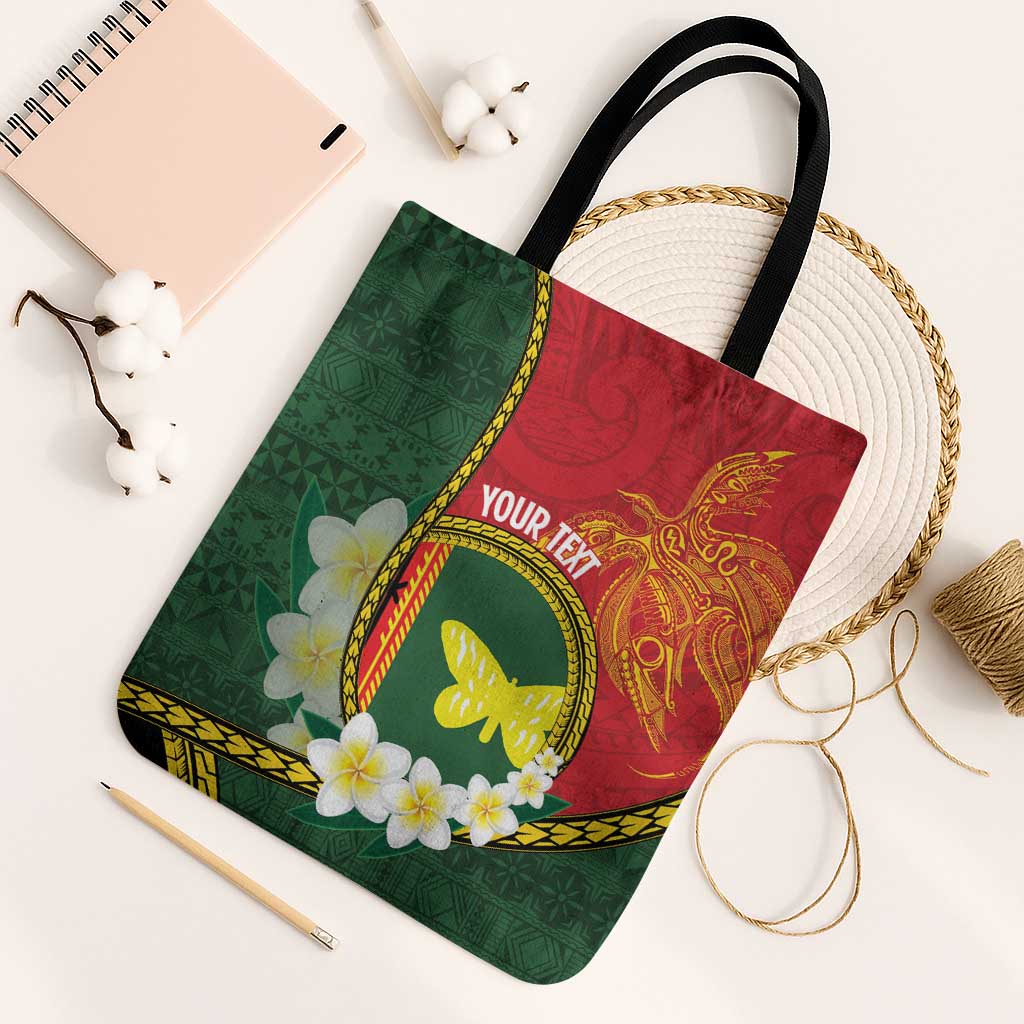 Personalised PNG Oro Provins Tote Bag Papua New Guinea Plumeria Melanesian Pattern LT14 One Size Green - Polynesian Pride