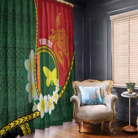 Personalised PNG Oro Provins Window Curtain Papua New Guinea Plumeria Melanesian Pattern - Polynesian Pride