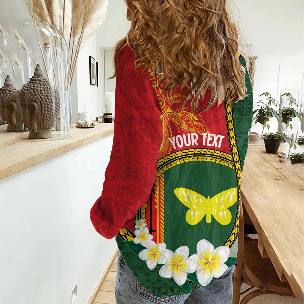 Personalised PNG Oro Provins Women Casual Shirt Papua New Guinea Plumeria Melanesian Pattern - Polynesian Pride
