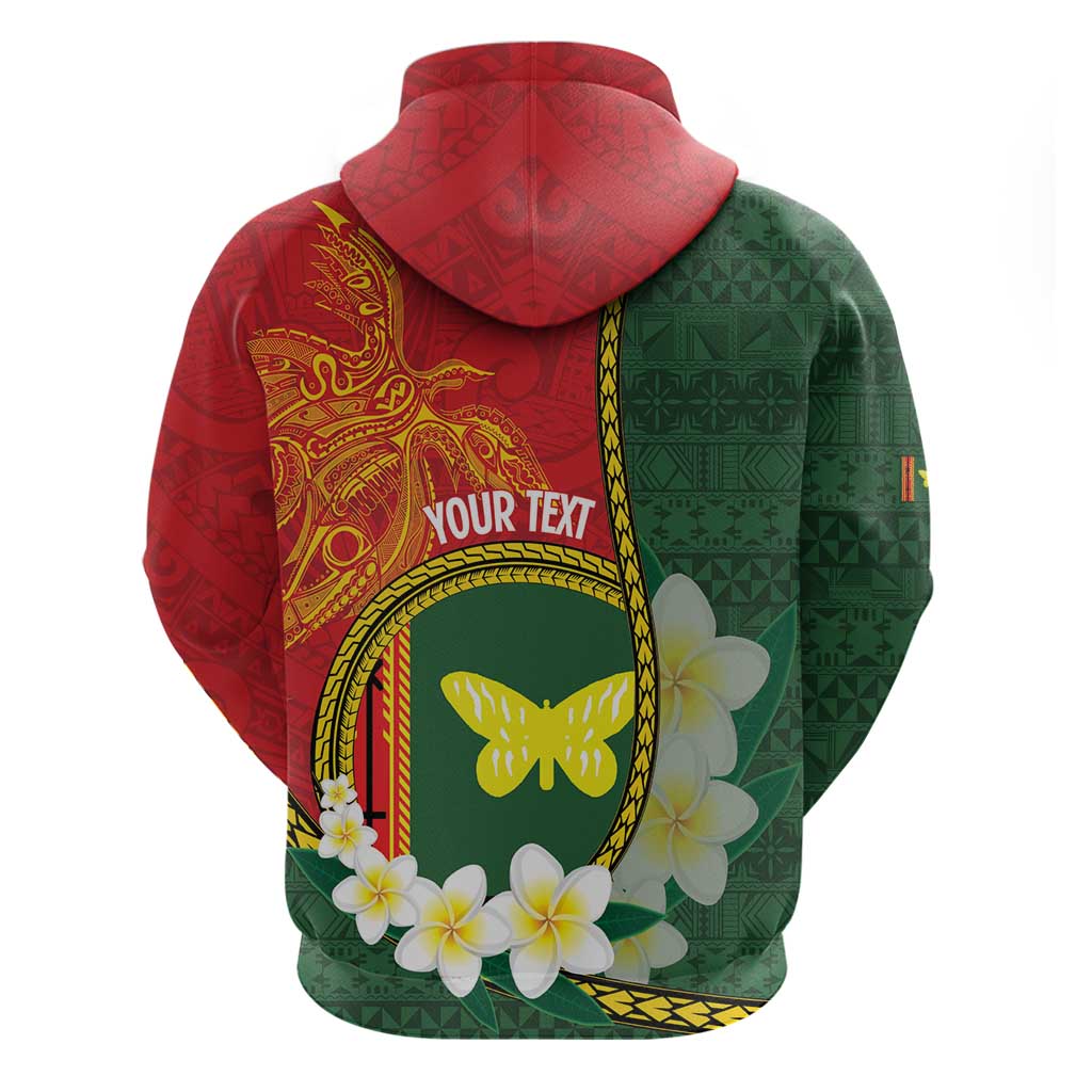 Personalised PNG Oro Provins Zip Hoodie Papua New Guinea Plumeria Melanesian Pattern - Polynesian Pride