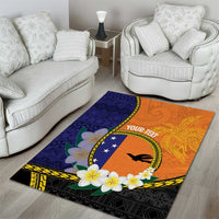 Personalised PNG Niu Ailan Area Rug Papua New Guinea Plumeria Melanesian Pattern - Polynesian Pride