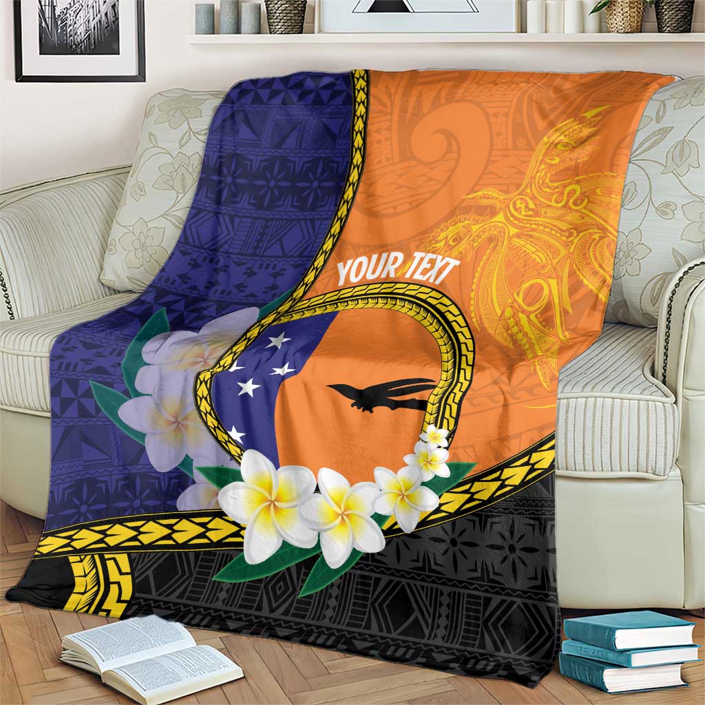 Personalised PNG Niu Ailan Blanket Papua New Guinea Plumeria Melanesian Pattern - Polynesian Pride