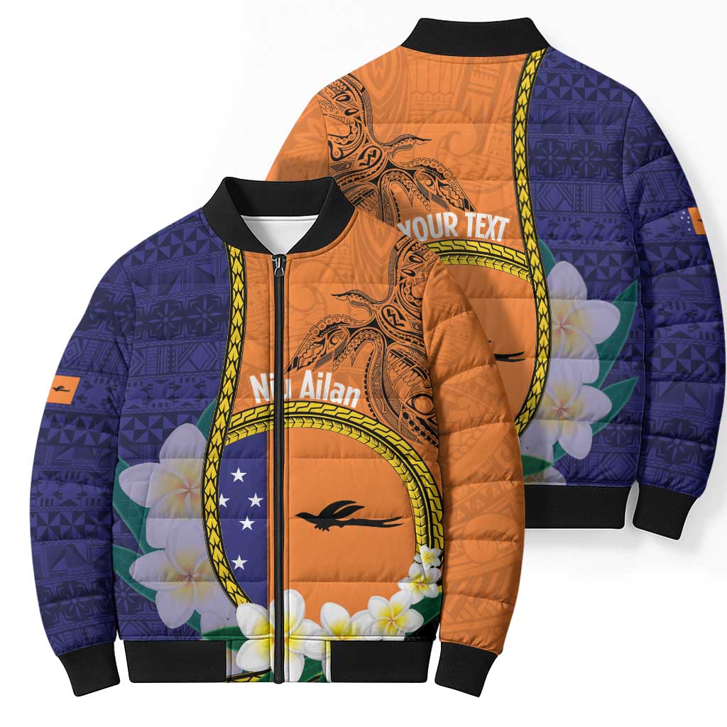 Personalised PNG Niu Ailan Bomber Puffer Jacket Papua New Guinea Plumeria Melanesian Pattern LT14 - Polynesian Pride