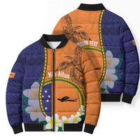 Personalised PNG Niu Ailan Bomber Puffer Jacket Papua New Guinea Plumeria Melanesian Pattern LT14 - Polynesian Pride