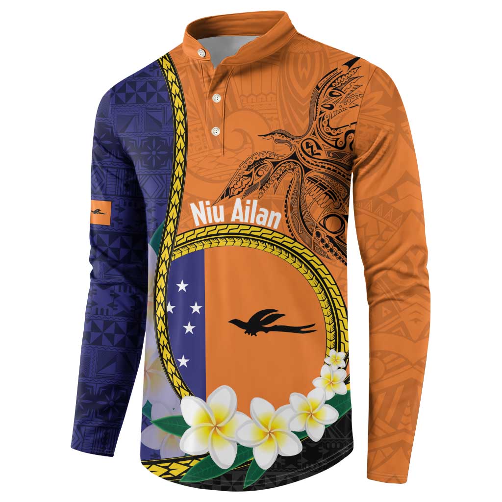 Personalised PNG Niu Ailan Button Sweatshirt Papua New Guinea Plumeria Melanesian Pattern LT14 - Polynesian Pride