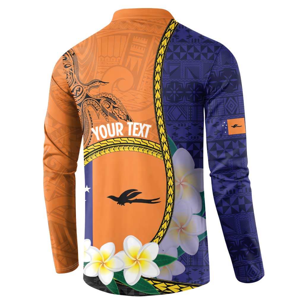 Personalised PNG Niu Ailan Button Sweatshirt Papua New Guinea Plumeria Melanesian Pattern LT14 - Polynesian Pride
