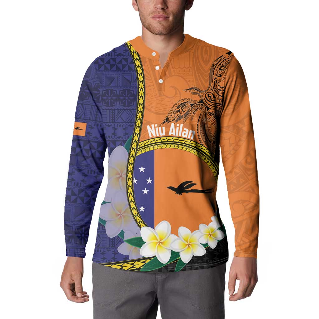 Personalised PNG Niu Ailan Button Sweatshirt Papua New Guinea Plumeria Melanesian Pattern LT14 - Polynesian Pride