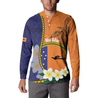 Personalised PNG Niu Ailan Button Sweatshirt Papua New Guinea Plumeria Melanesian Pattern LT14 - Polynesian Pride