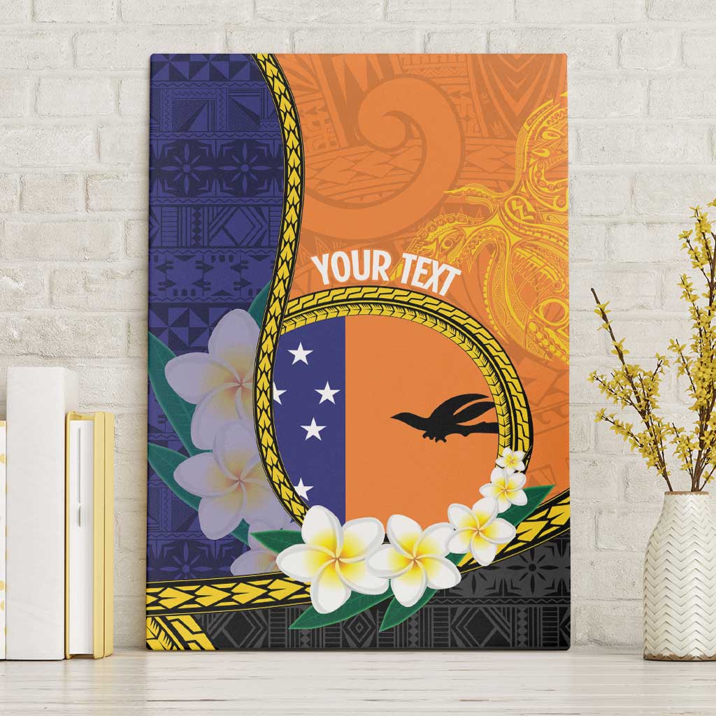 Personalised PNG Niu Ailan Canvas Wall Art Papua New Guinea Plumeria Melanesian Pattern LT14 Without Frame Orange - Polynesian Pride