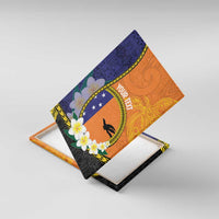 Personalised PNG Niu Ailan Canvas Wall Art Papua New Guinea Plumeria Melanesian Pattern LT14 With Frame Orange - Polynesian Pride