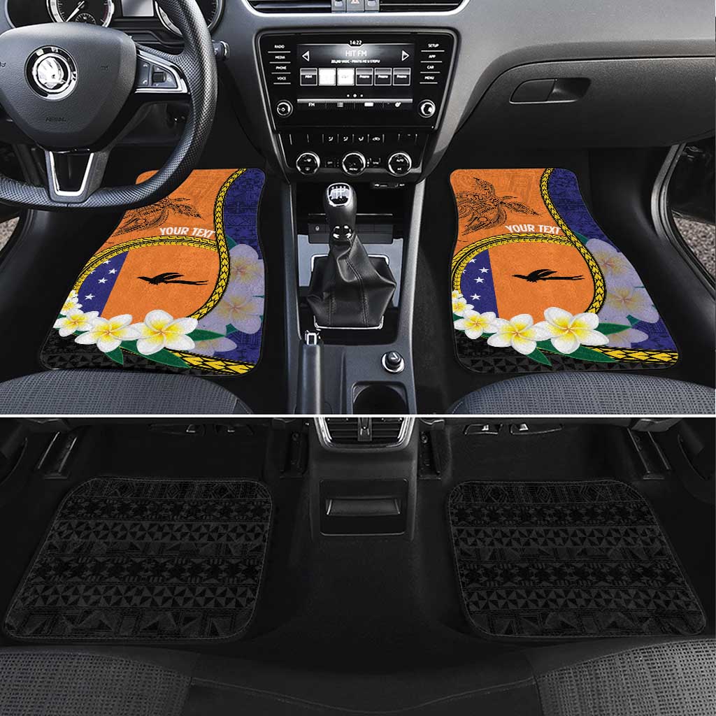 Personalised PNG Niu Ailan Car Mats Papua New Guinea Plumeria Melanesian Pattern LT14 Set 4pcs Orange - Polynesian Pride